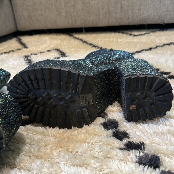 YRU Black Multi-Glitter Platform Ankle Boots - Picture 8 of 9